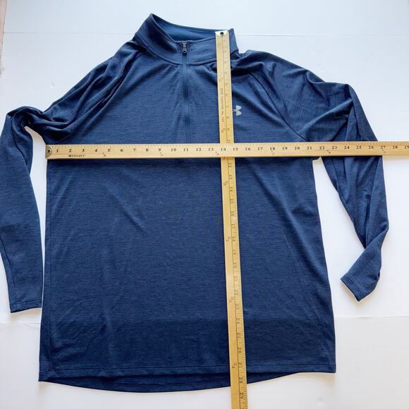 Under Armour Mens 1/4 Zip Pullover Large Blue Long Sleeve Training lightweight - Picture 6 of 9